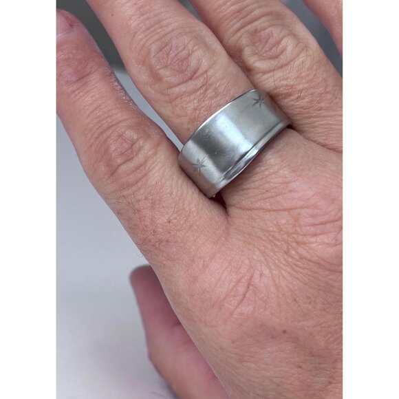 Handmade Star Spoon Ring - Size 9 mid-century Starburst Silverware Band Silver - Picture 3 of 7